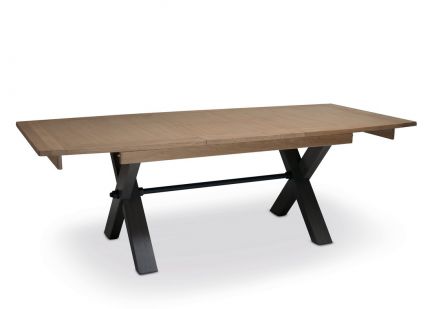 MAGELLAN - Table pieds X en 170cm en bois avec 1 allonge bois