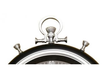 PE1857 - Pendule Chrono mécanisme engrenage Noir et Argent D.50cm