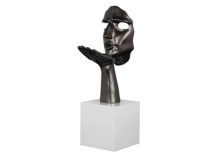 DA1609 - Sculpture Visage Gris Perle H.57cm
