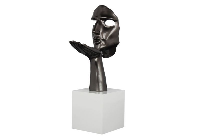 DA1609 - Sculpture Visage Gris Perle H.57cm