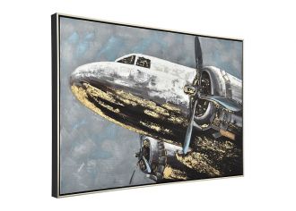TA5591 - Tableau Avion Cadre Argent 60x90cm