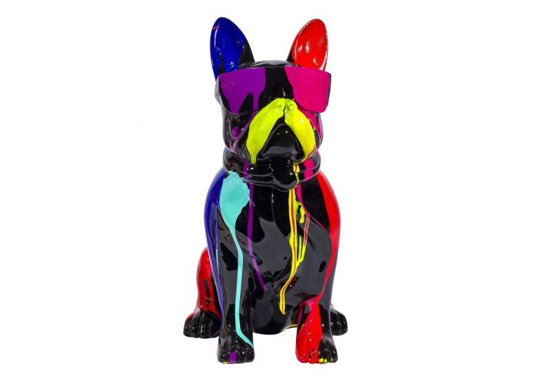 TH124 - Sculpture Bouledogue avec lunette noir H.37cm