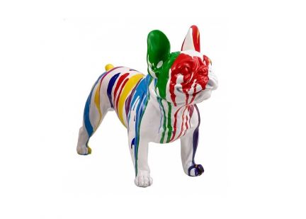 TH100 - Sculpture Bouledogue Debout blanc L.42cm
