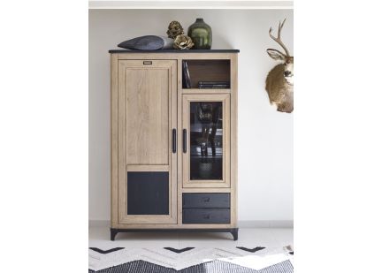 INDUS - Vitrine 2 Portes 2 Tiroirs 1 Niche