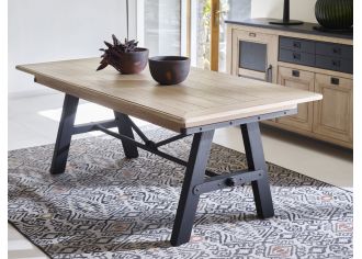 INDUS - Table Dessus Bois 2 allonges de 46cm Largeur  200cm INDUS - Table Dessus Bois 2 allonges de 46cm Largeur  200cm