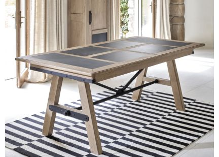 INDUS - Table Dessus Céramique 2 allonges de 46cm Largeur  200cm