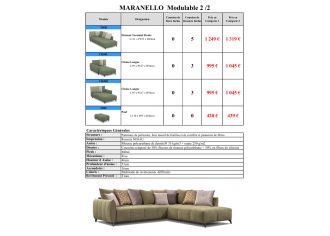 MARANELLO - Canapé d'Angle Fixe en Tissu
