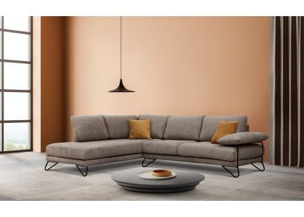 TATUM - Canapé d'Angle Fixe en Tissu