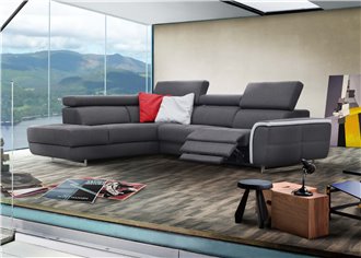 LEONARDO - Canapé 3 places Relax Electrique en Tissu