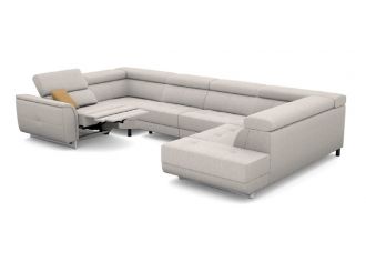 LEONARDO - Canapé 3 places Relax Electrique en Tissu