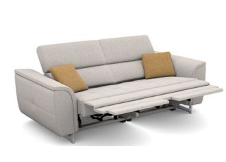 LEONARDO - Canapé 3 places Relax Electrique en Tissu