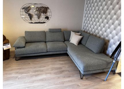 TATUM - Canapé d'angle Fixe en Tissu