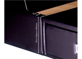 INES - Lit Coffre en 160x200cm avec 2 tiroirs en Tissu ou PU à personnaliser