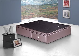 INES - Lit Coffre en 160x200cm avec 2 tiroirs en Tissu ou PU à personnaliser
