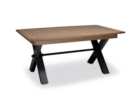 MAGELLAN - Table pieds X en 170cm en bois avec 1 allonge bois