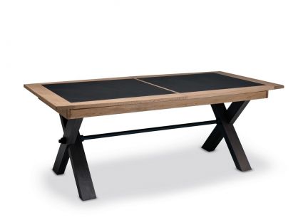 MAGELLAN - Table pieds X en 170cm en Céramique avec 1 allonge céramique