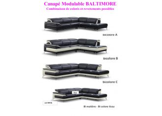 BALTIMORE - Canapé Modulable en Tissu , Tissu et Cuir ou 100% Cuir